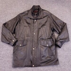 Wilsons Leather Jacket XLT Black Insulated Removable Liner Zip Button Closure